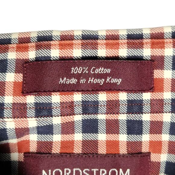 Nordstrom Men’s XLL Blue & Red Plaid Button-Up Shirt Long Sleeve - Picture 7 of 10